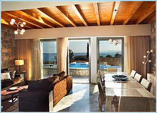 Blue Dreams Exclusive Villa Pefkos - Living & Dining Area